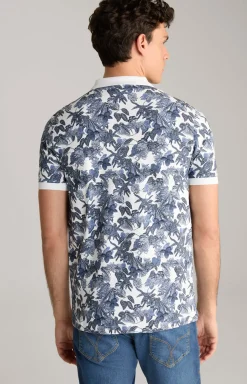 Poloshirt Perez in Blau/Weiß gemustert