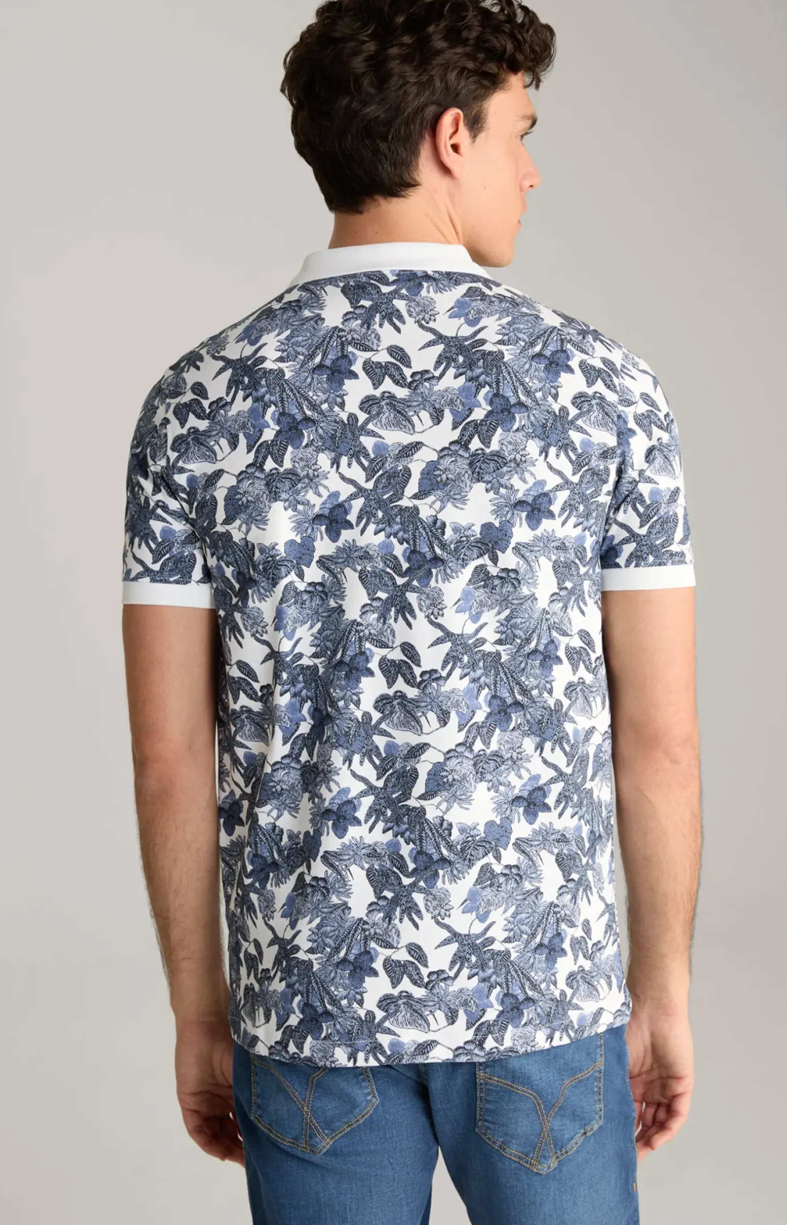 Poloshirt Perez in Blau/Weiß gemustert