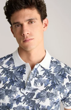 Poloshirt Perez in Blau/Weiß gemustert