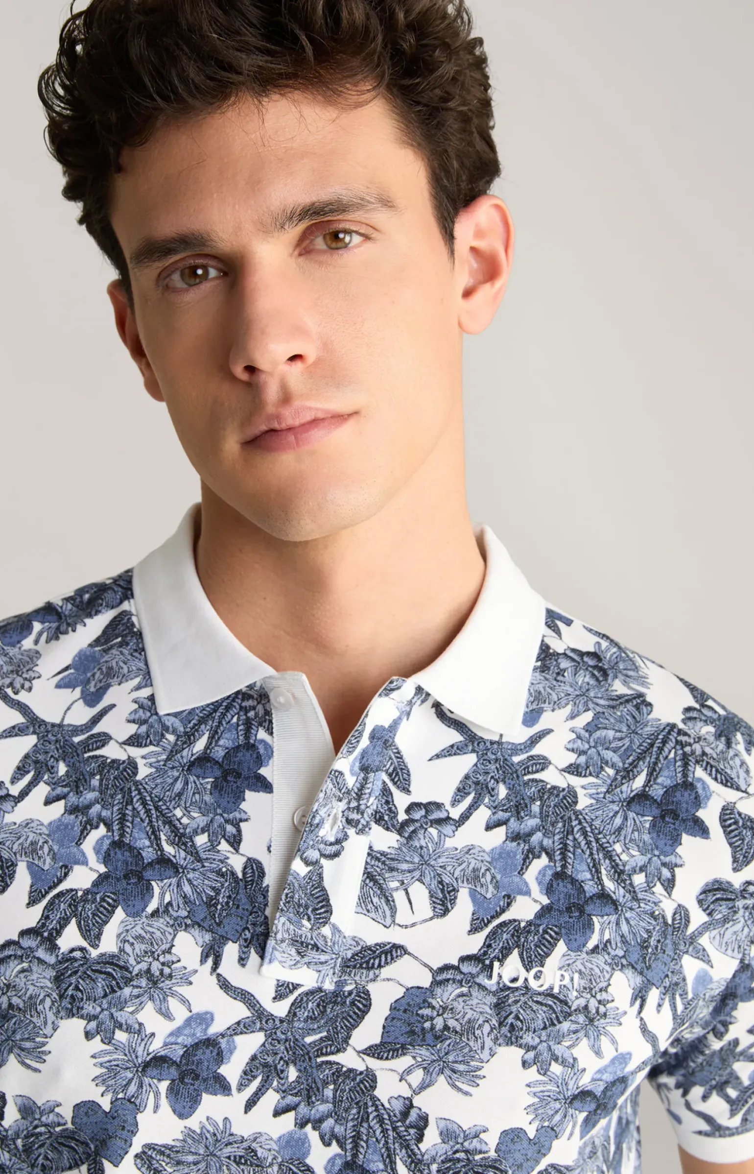 Poloshirt Perez in Blau/Weiß gemustert