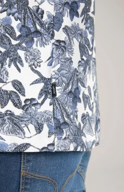 Poloshirt Perez in Blau/Weiß gemustert