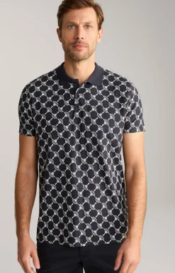 Poloshirt Thilo in Navy gemustert