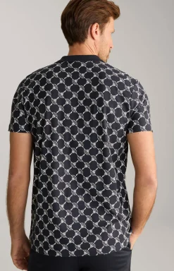 Poloshirt Thilo in Navy gemustert