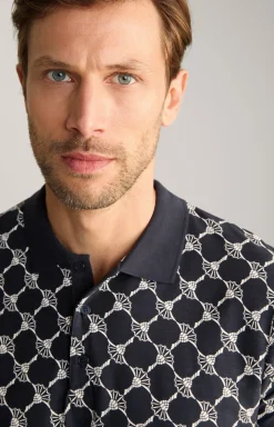 Poloshirt Thilo in Navy gemustert