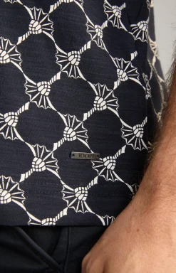 Poloshirt Thilo in Navy gemustert