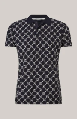 Poloshirt Thilo in Navy gemustert