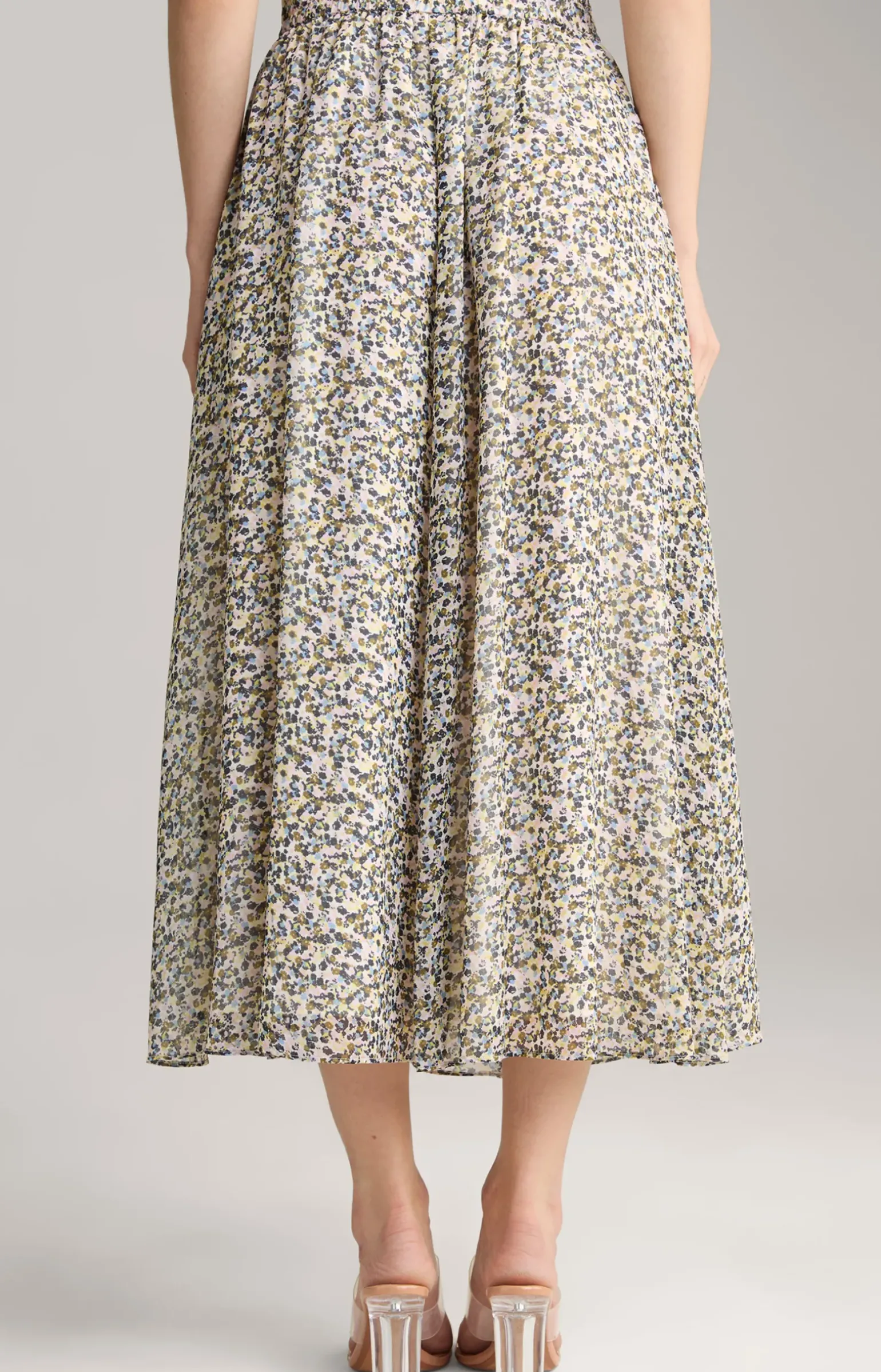 Rock in Ecru/Flieder gemustert