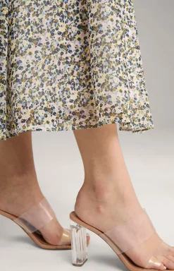 Rock in Ecru/Flieder gemustert