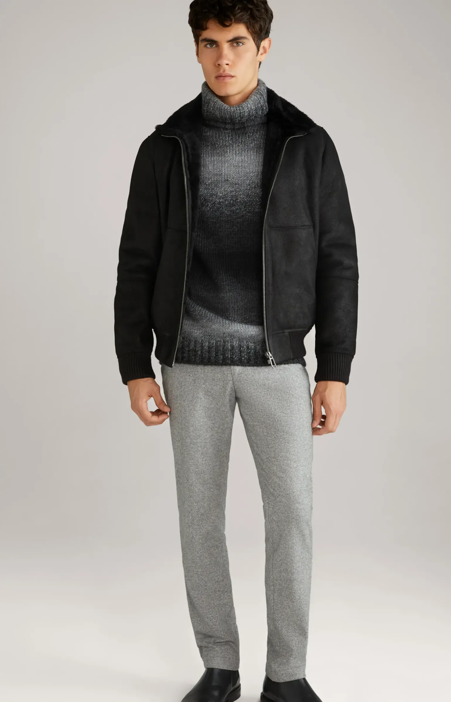 Rollkragenpullover Bores in Schwarz meliert