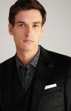 Samt-Baukastensakko Hawker in Schwarz