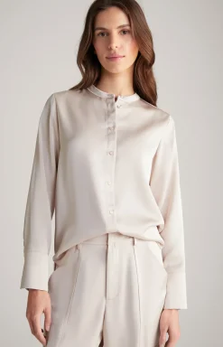Satin-Bluse in Nude