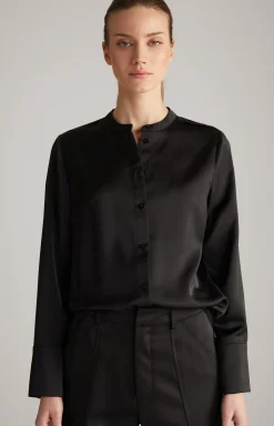 Satin-Bluse in Schwarz