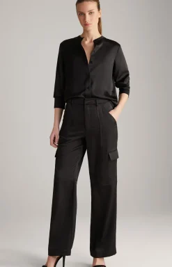 Satin-Bluse in Schwarz