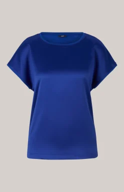 Satin-Blusenshirt in Blau