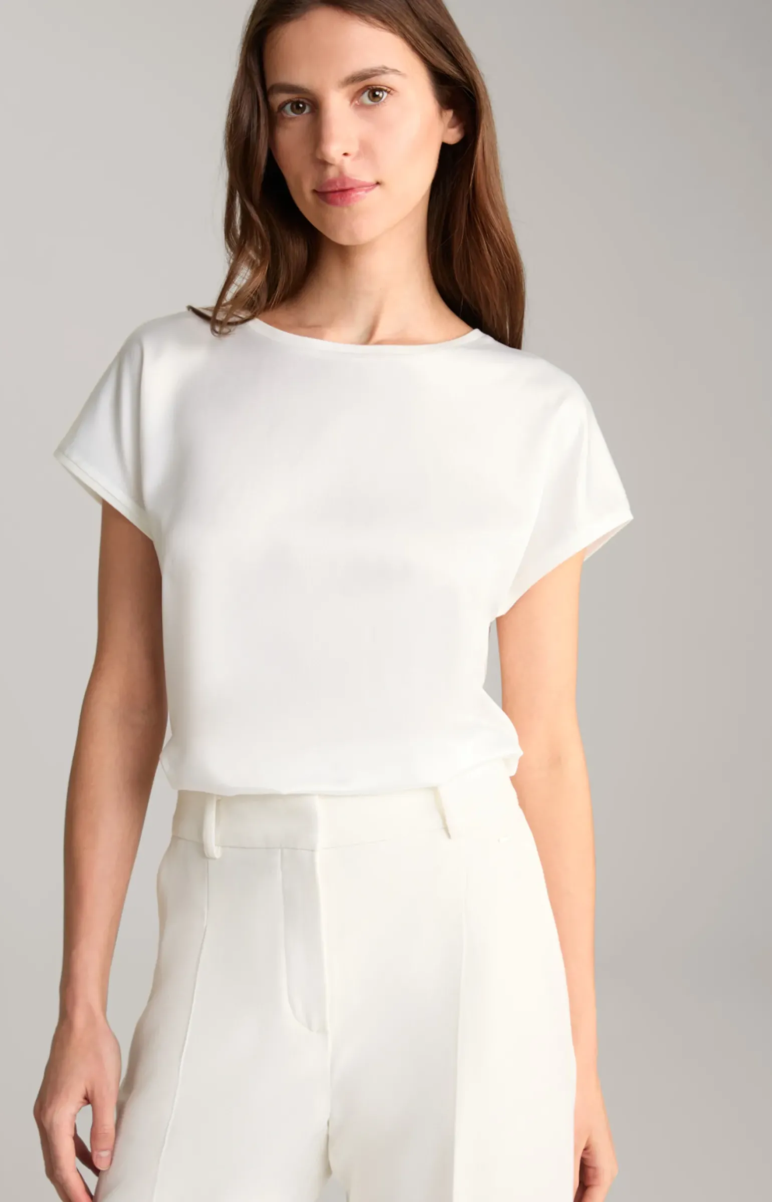 Satin-Blusenshirt in Offwhite
