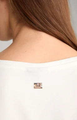 Satin-Blusenshirt in Offwhite