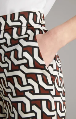 Satin-Hose in Braun/Creme/Schwarz gemustert