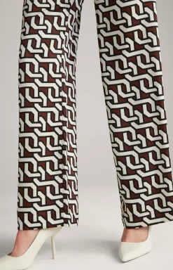 Satin-Hose in Braun/Creme/Schwarz gemustert