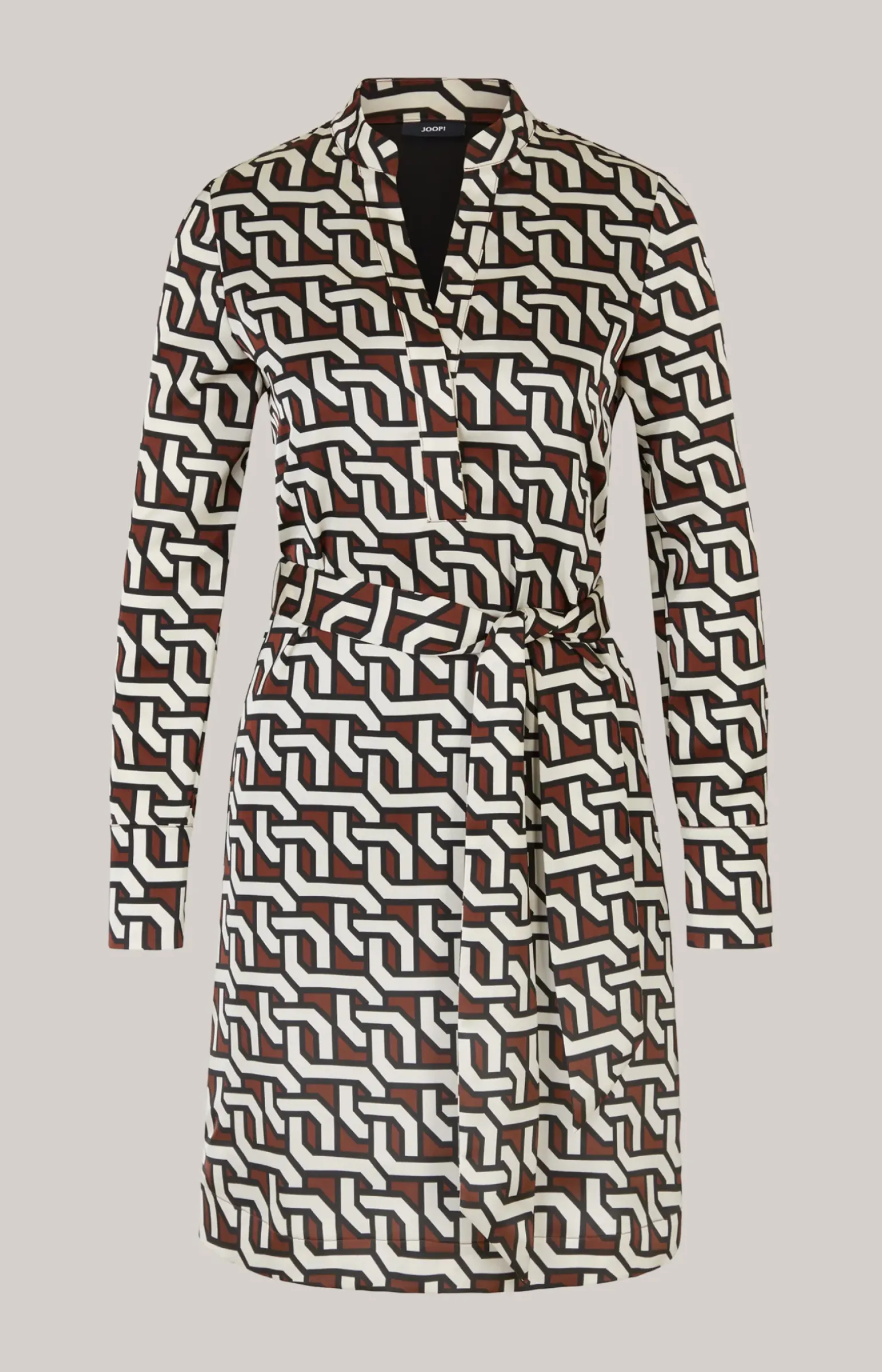 Satin-Kleid in Braun/Creme/Schwarz gemustert