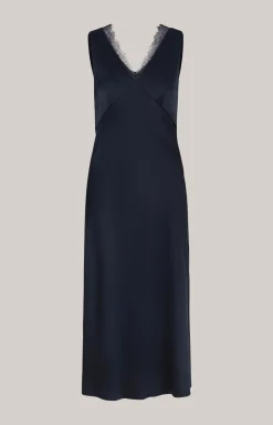 Satinkleid in Navy