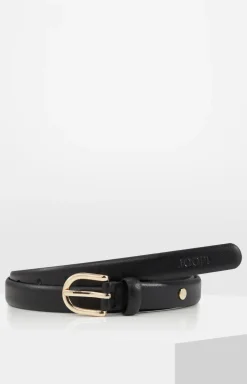 Schmaler Ledergürtel in Schwarz