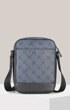 Schultertasche Mazzolino Rafael in Dunkelblau gemustert