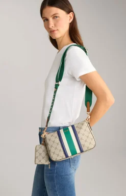 Schultertasche Mazzolino Due Jasmina in Taupe/Grün/Blau