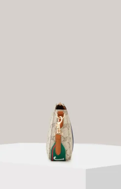 Schultertasche Mazzolino Due Jasmina in Taupe/Grün/Blau