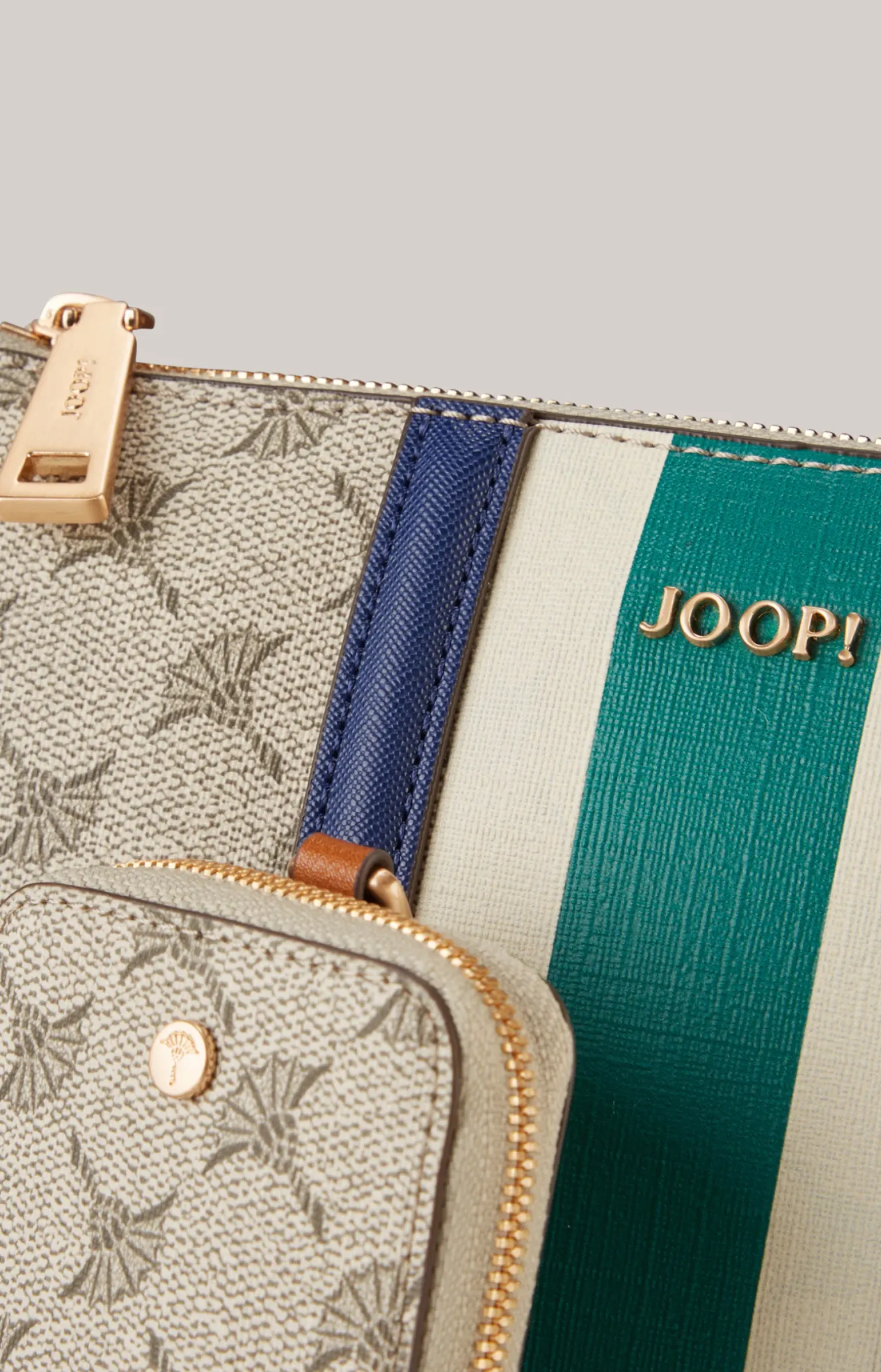 Schultertasche Mazzolino Due Jasmina in Taupe/Grün/Blau