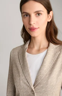 Scuba-Blazer in Beige gemustert