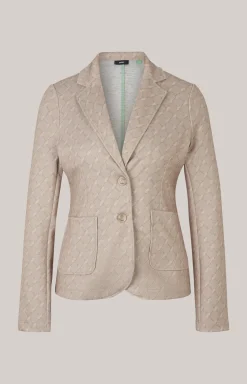 Scuba-Blazer in Beige gemustert