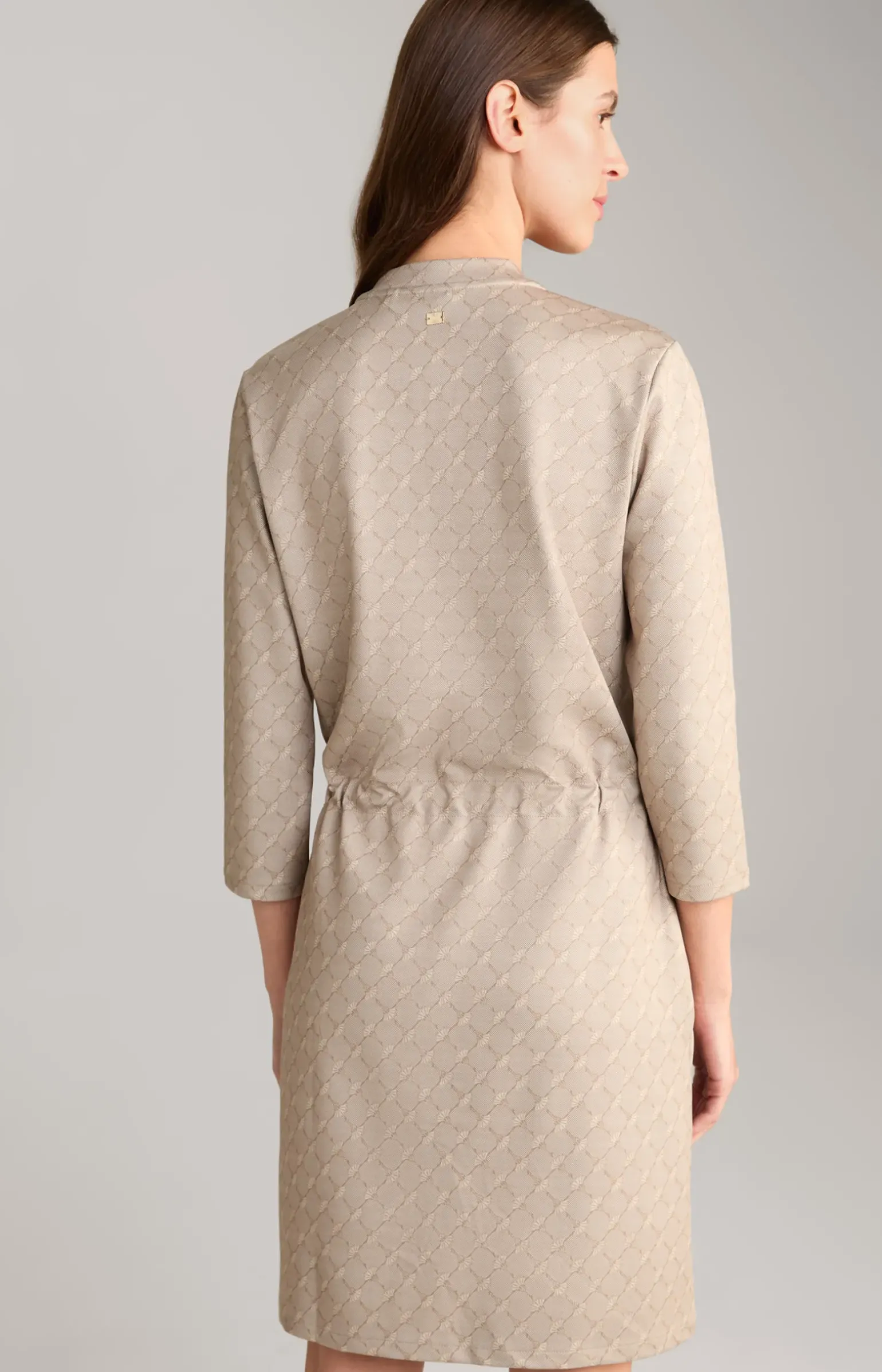 Scuba-Kleid in Beige gemustert