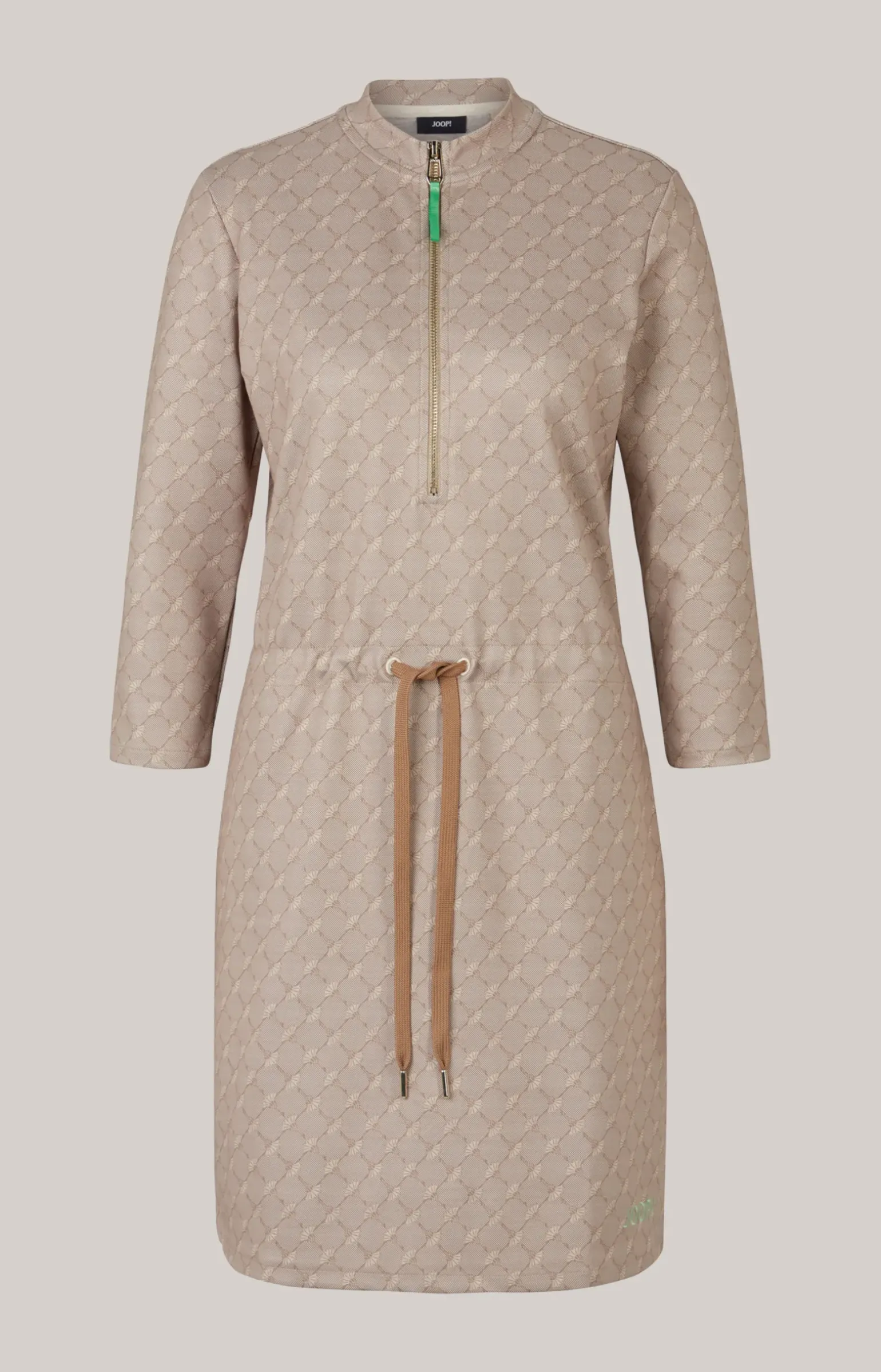 Scuba-Kleid in Beige gemustert