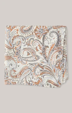 Seiden-Einstecktuch in Beige/Blau