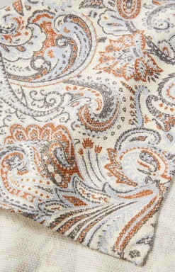 Seiden-Einstecktuch in Beige/Blau