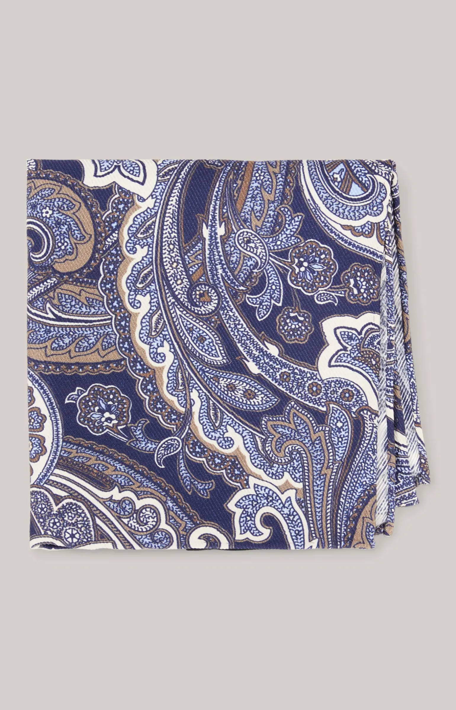 Seiden-Einstecktuch in Dunkelblau gemustert