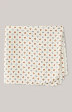 Seiden-Einstecktuch in Offwhite/Blau