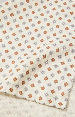 Seiden-Einstecktuch in Offwhite/Blau