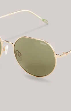Sonnenbrille in Gold/Grün
