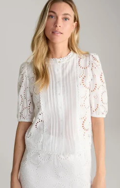 Stick-Bluse in Weiß