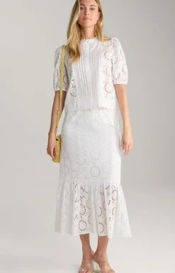 Stick-Bluse in Weiß