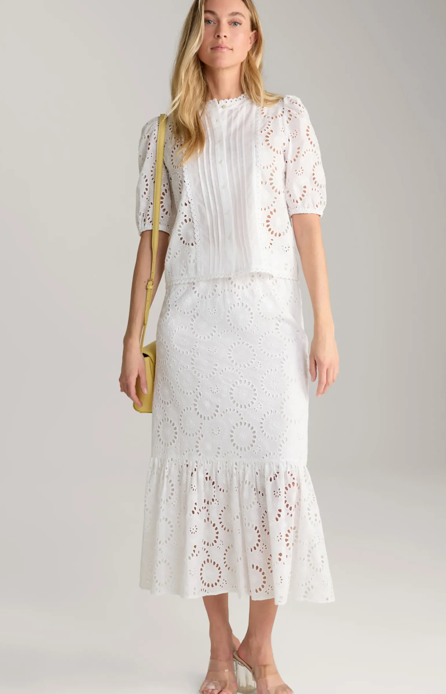 Stick-Bluse in Weiß