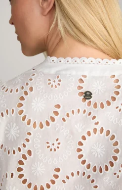 Stick-Bluse in Weiß