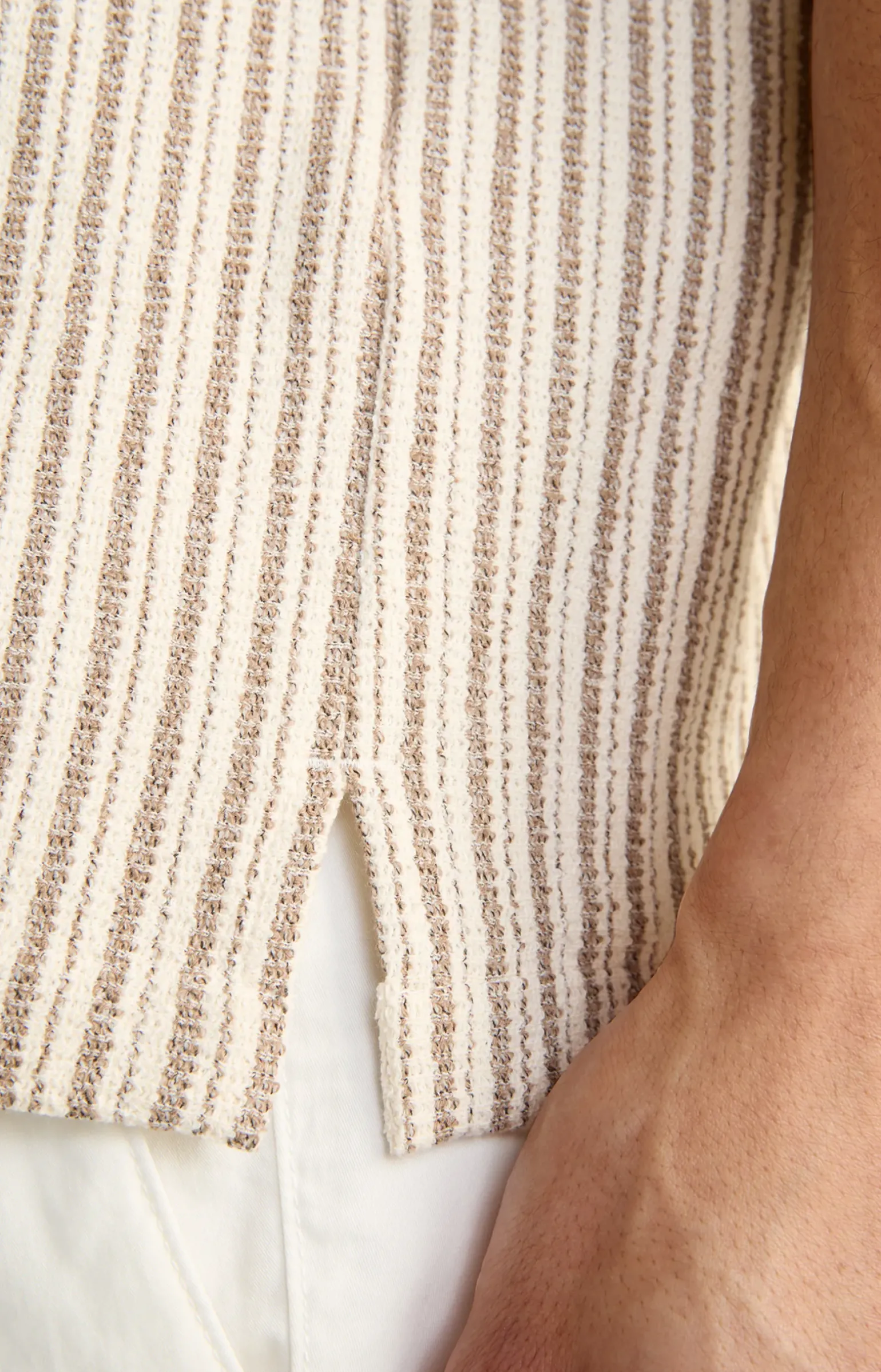 Strick-Hemd Kawi in Beige gestreift