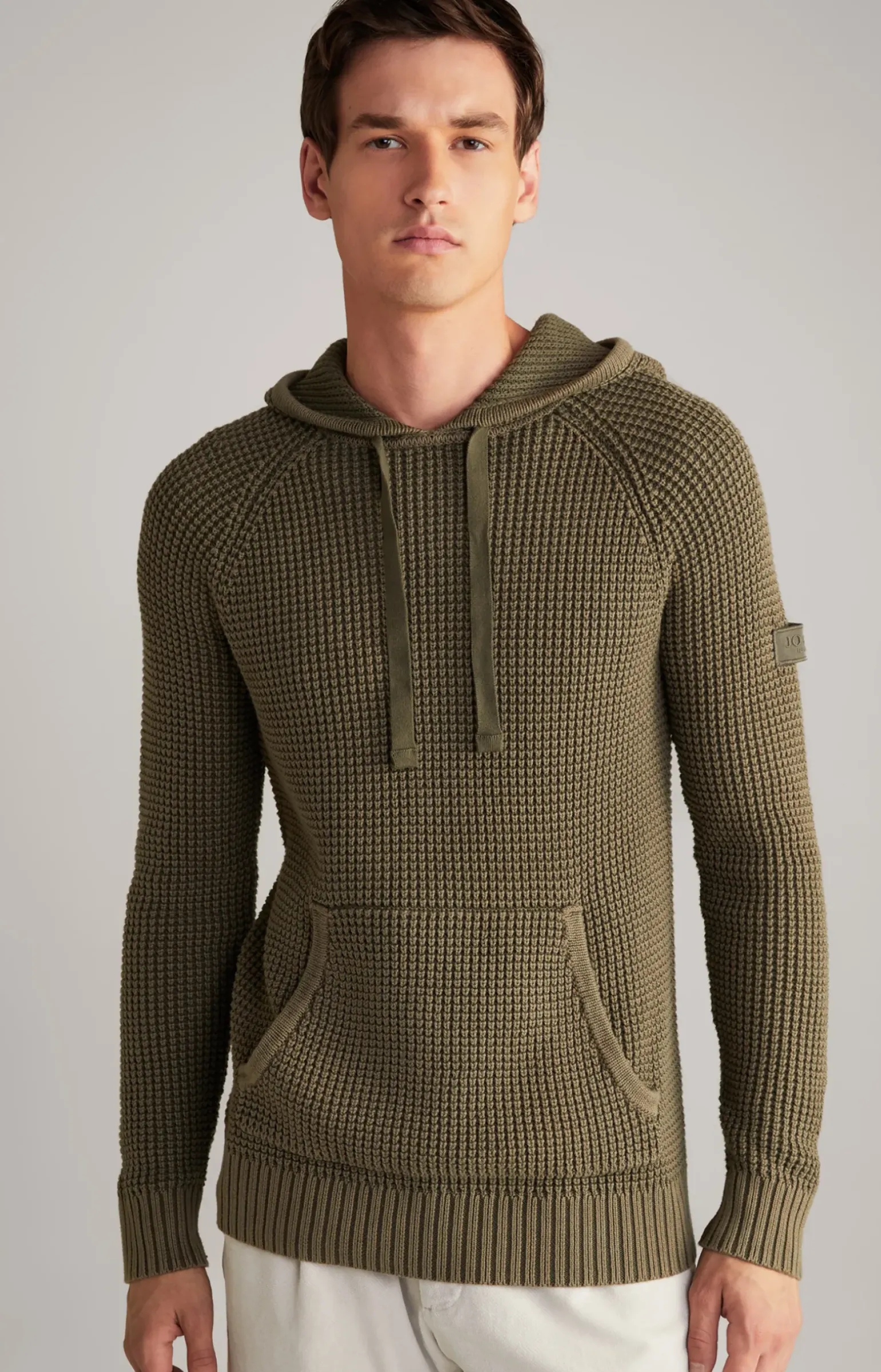 Strick-Hoodie Hoodor in Oliv
