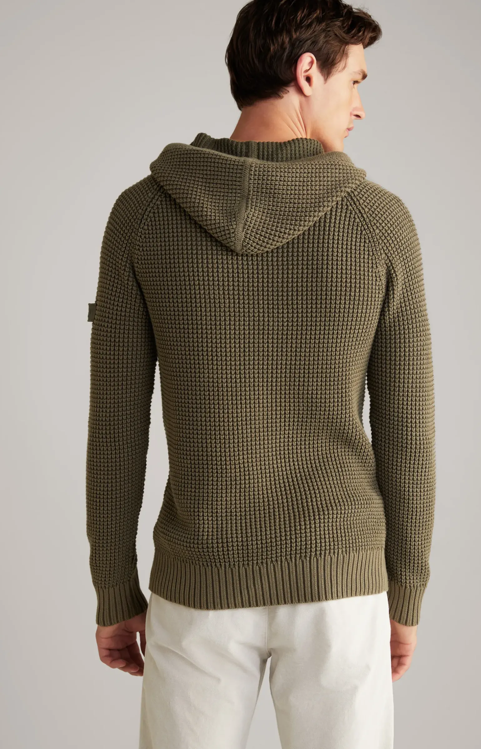 Strick-Hoodie Hoodor in Oliv