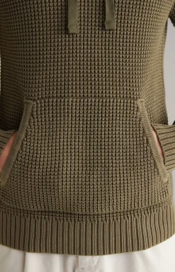 Strick-Hoodie Hoodor in Oliv