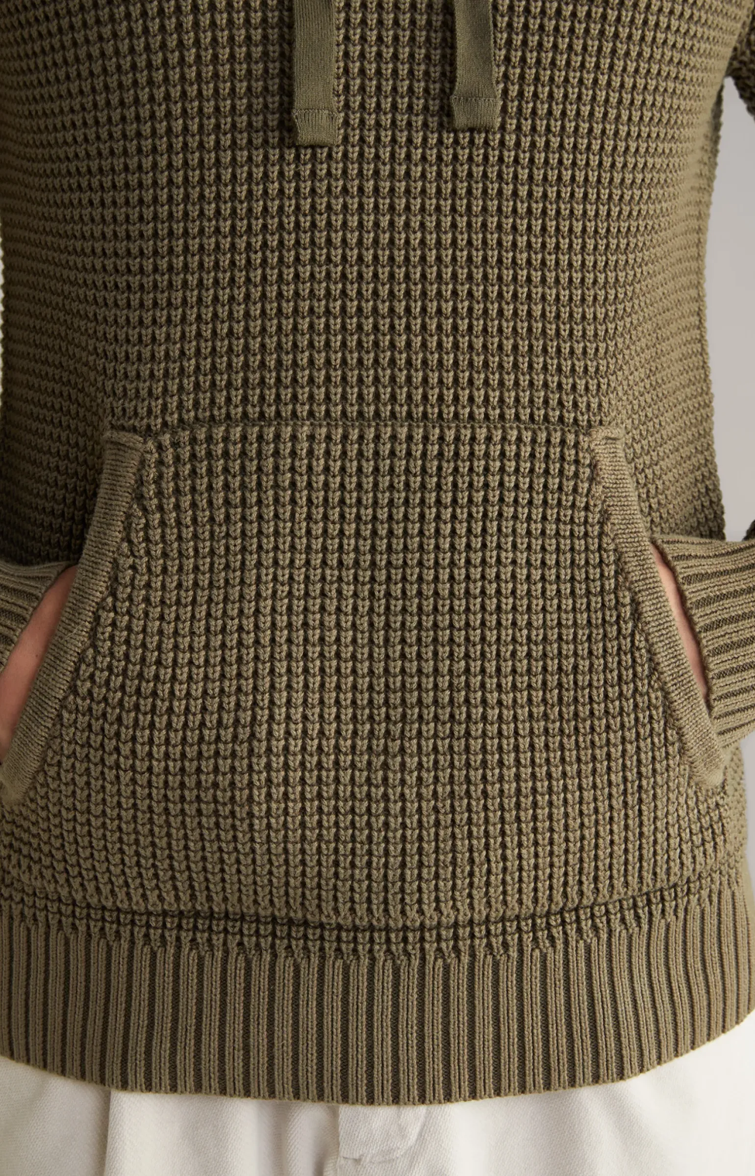 Strick-Hoodie Hoodor in Oliv