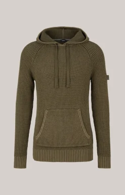 Strick-Hoodie Hoodor in Oliv