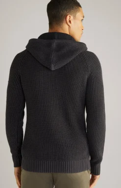 Strick-Hoodie Hoodor in Schwarz